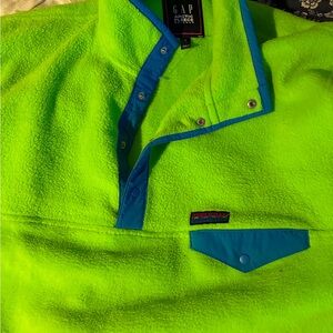 GAP Bright Lime Fleece with Blue Trim